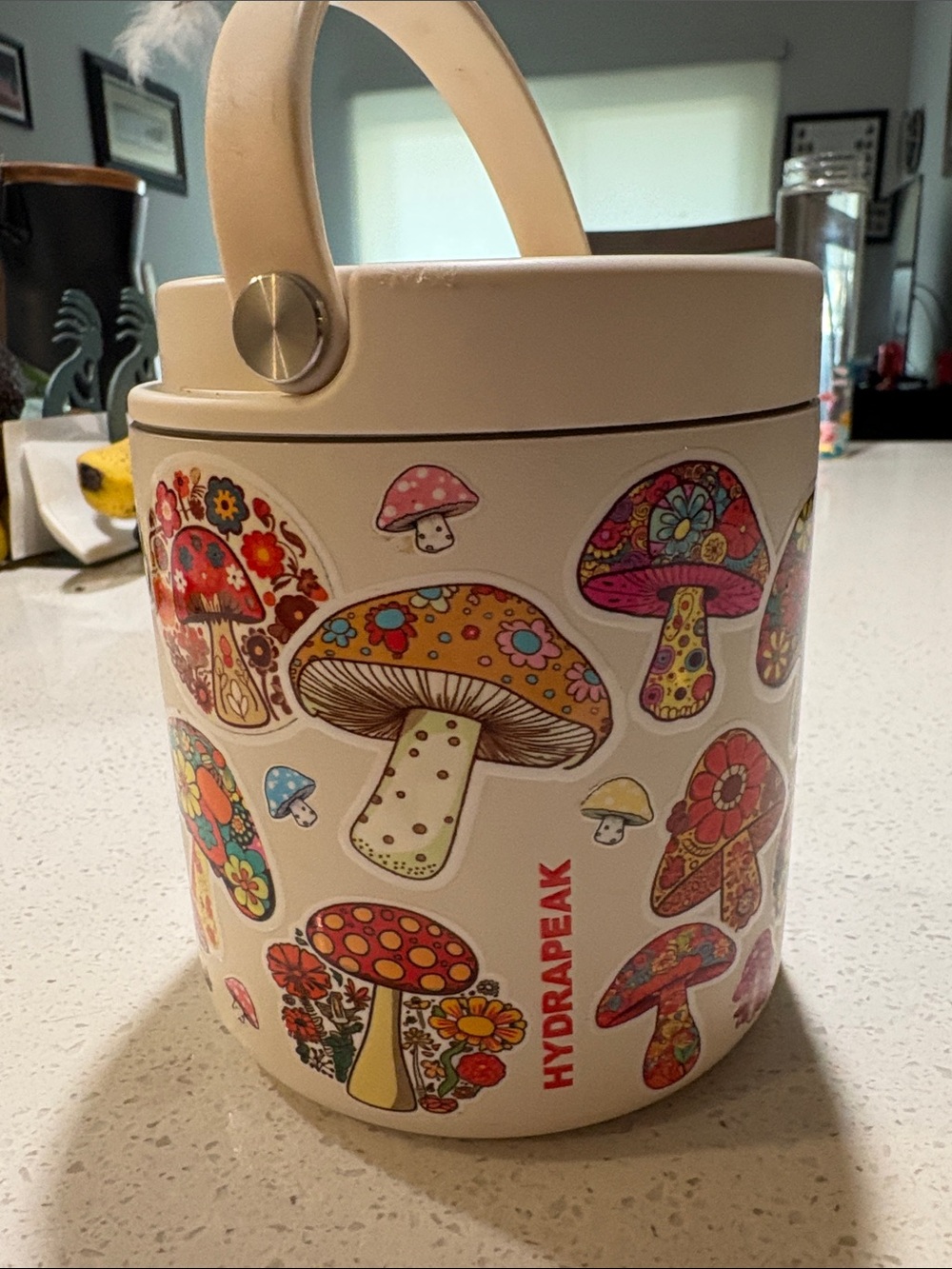 Hydrapeak Cream Mushroom Print Insulated Food Jar
